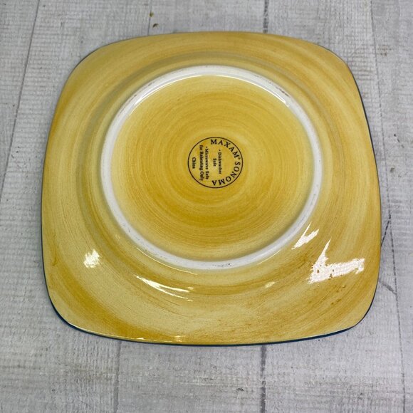 Maxam Sonoma Tuscan TUSCANY Olive Green Center Square Ceramic Salad Plates Set 6 - Picture 9 of 16